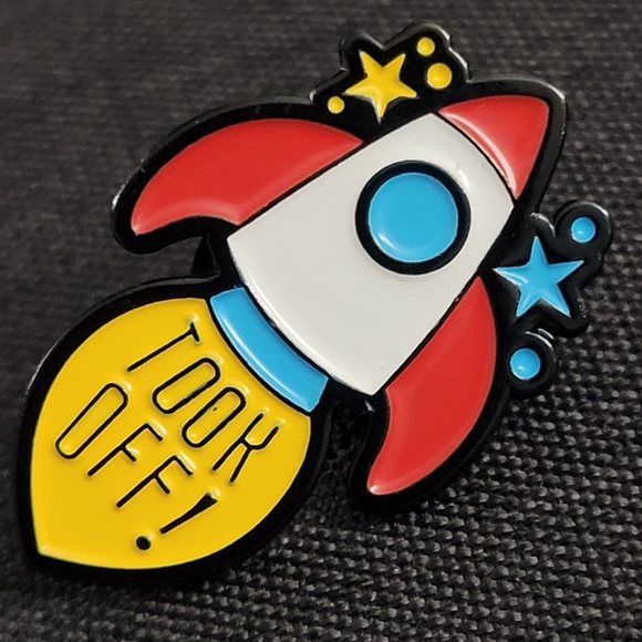 TOOK OFF Rocket And Stars Enamel Pin - Picture 8 of 11